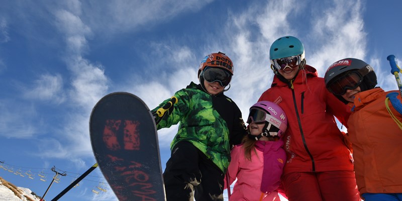 Cardrona ski snowboard kids lessons winter New Zealand ski school